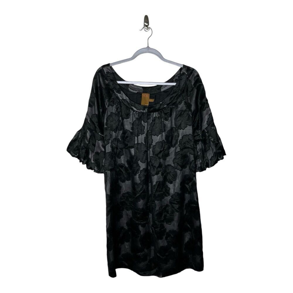 Ali Ro Dress Womens 8 Black Floral Lace Silk Blend Whimsigoth Wedding Guest